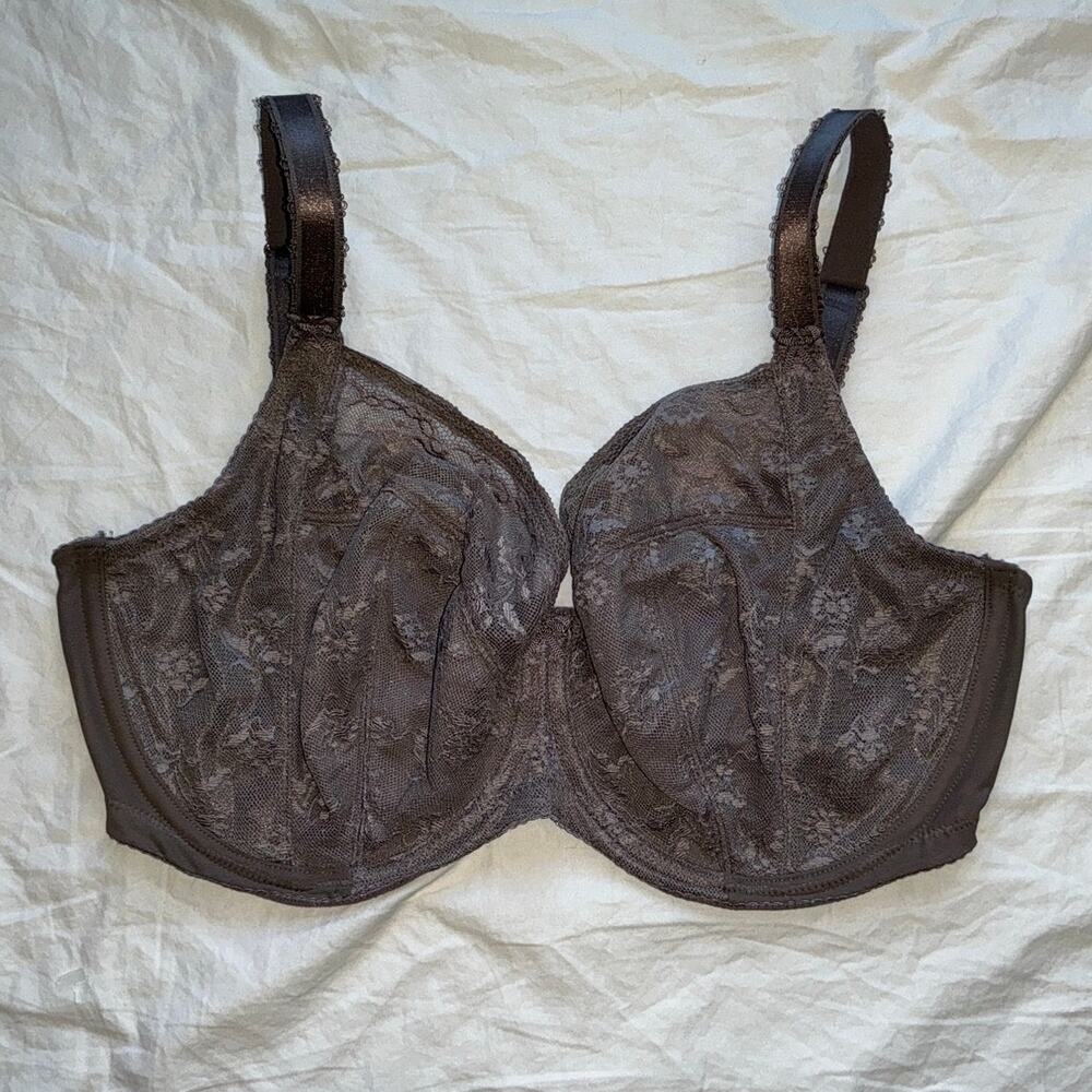 NWOT Wacoal Lifted In Luxury Full Figure Lace Underwire Bra 34G Slate Grey